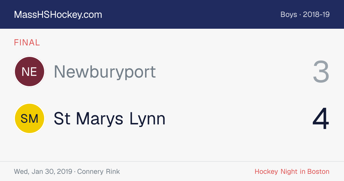 Newburyport at St Marys Lynn score card