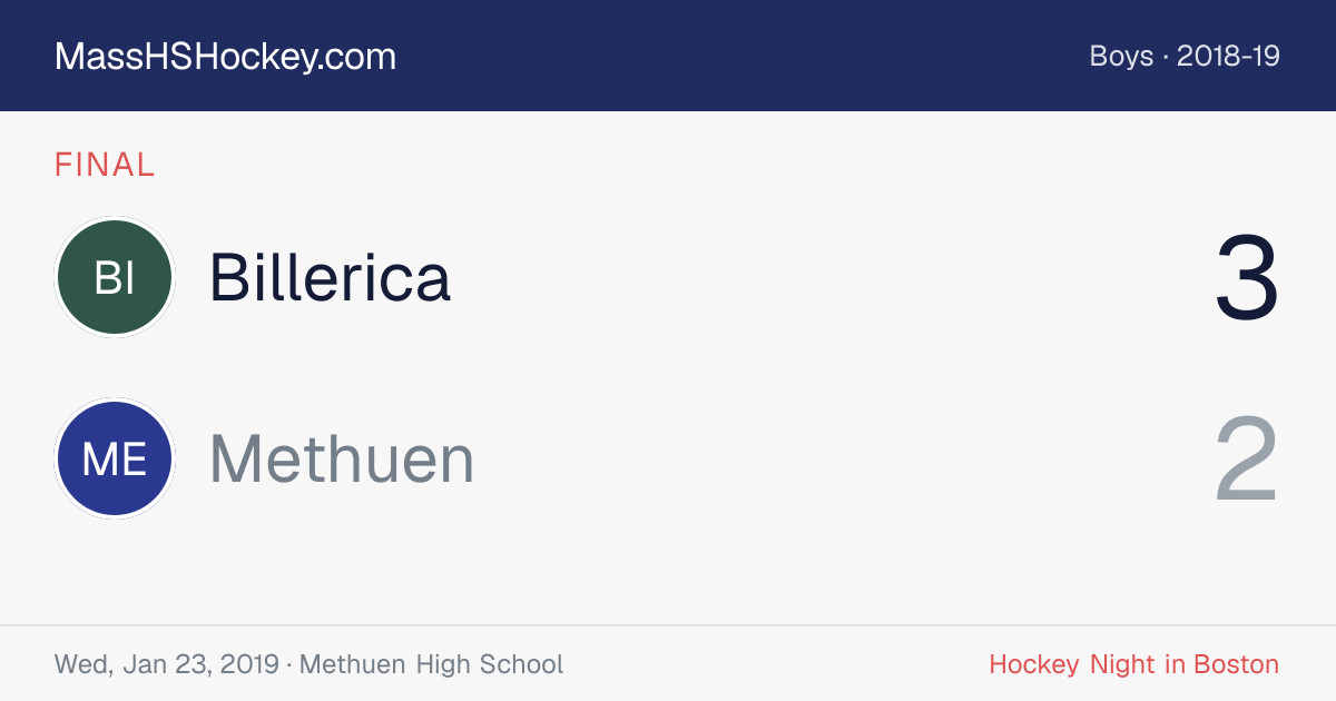 Billerica at Methuen score card