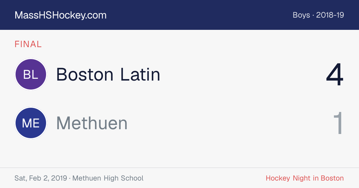 Boston Latin at Methuen score card