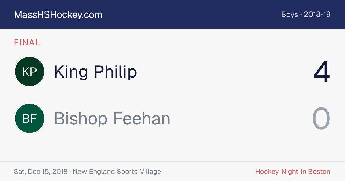King Philip at Bishop Feehan score card