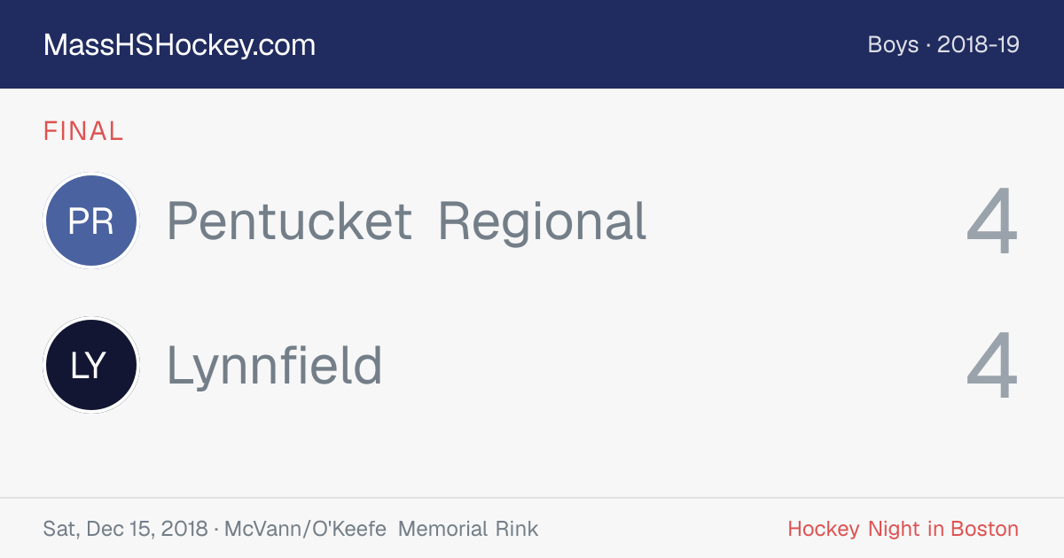 Pentucket Regional at Lynnfield score card
