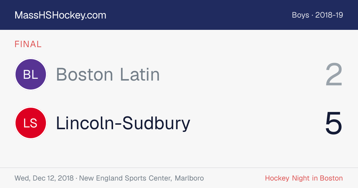 Boston Latin at Lincoln-Sudbury score card