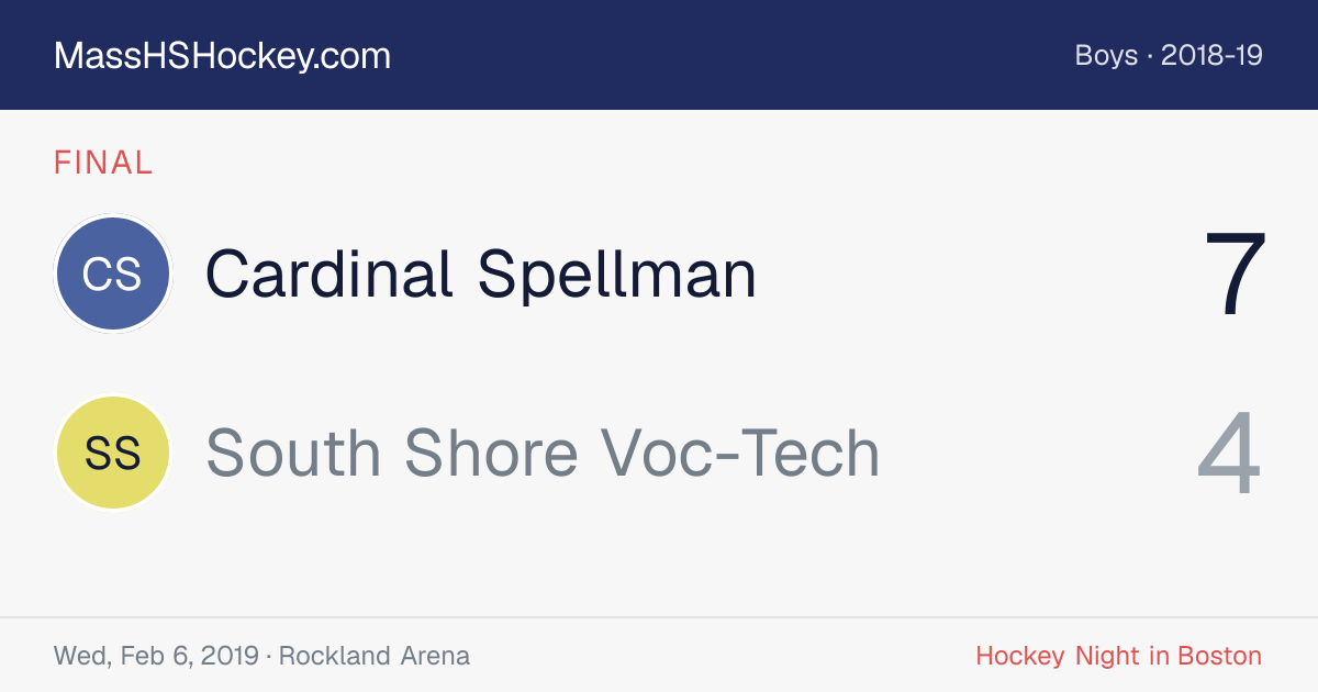 Cardinal Spellman at South Shore Voc-Tech score card