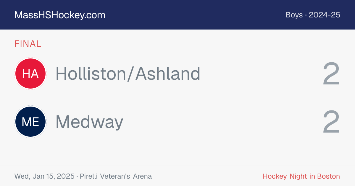 Holliston/Ashland at Medway score card