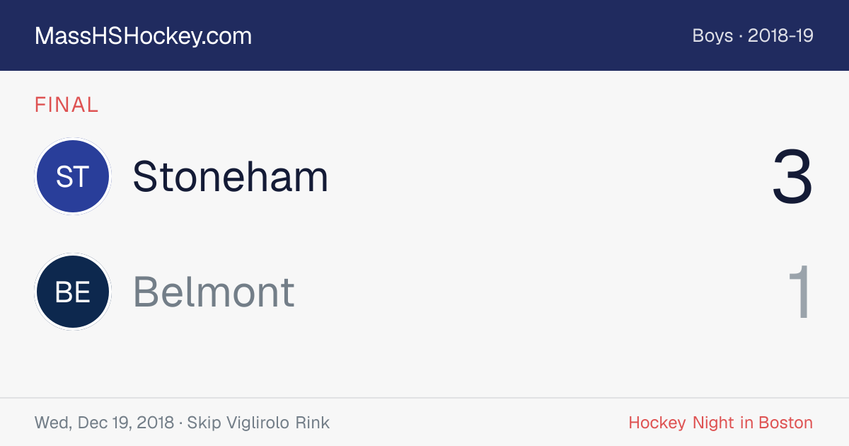 Stoneham at Belmont score card
