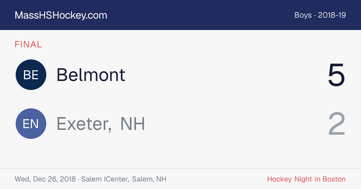 Belmont at Exeter, NH score card
