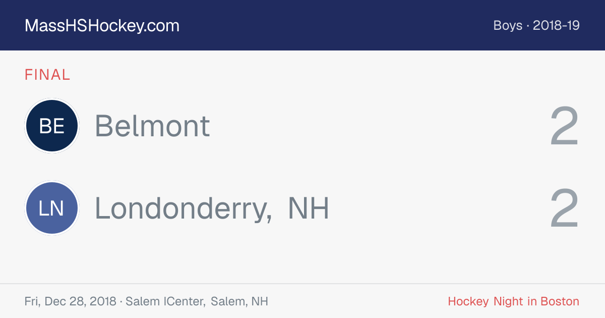 Belmont at Londonderry, NH score card