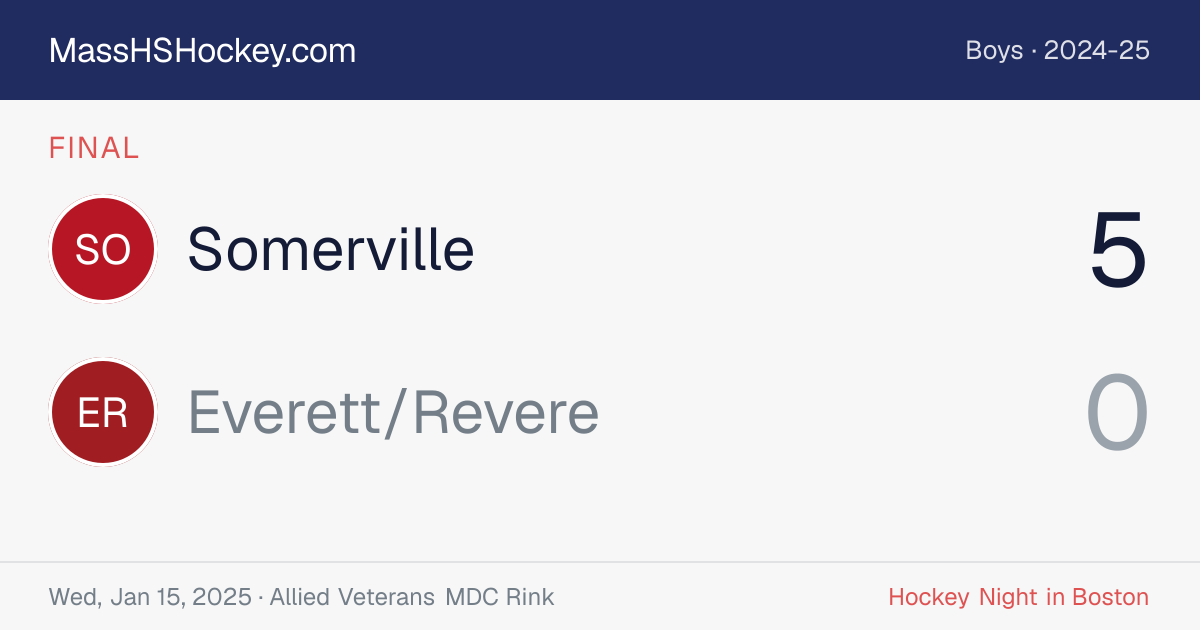 Somerville at Everett/Revere score card
