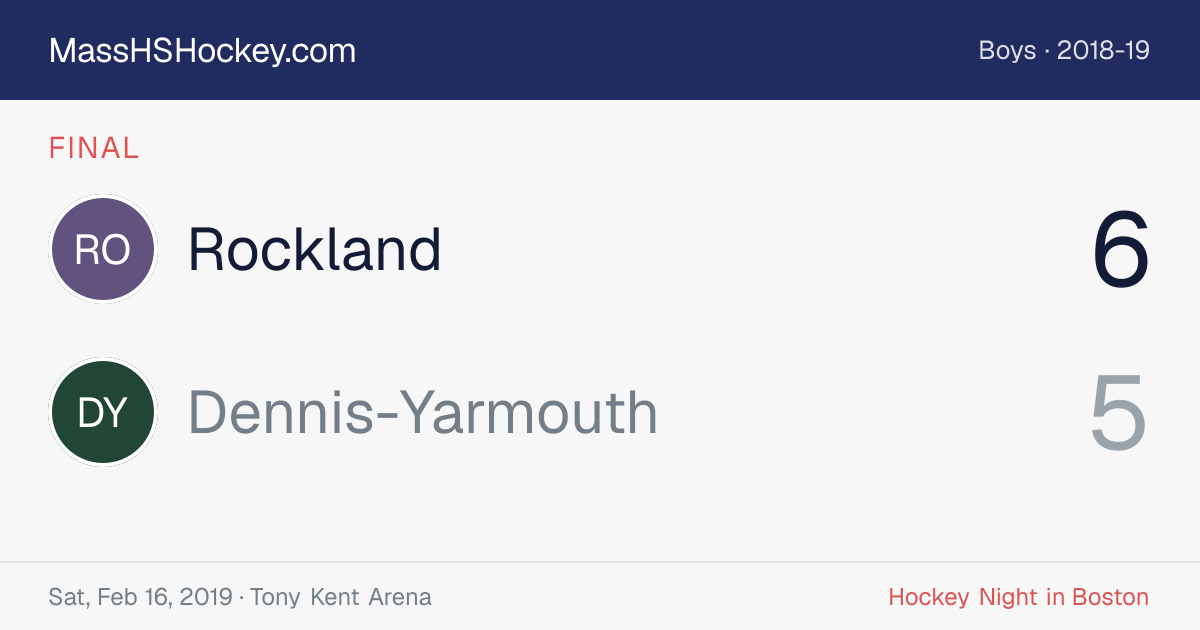 Rockland at Dennis-Yarmouth score card