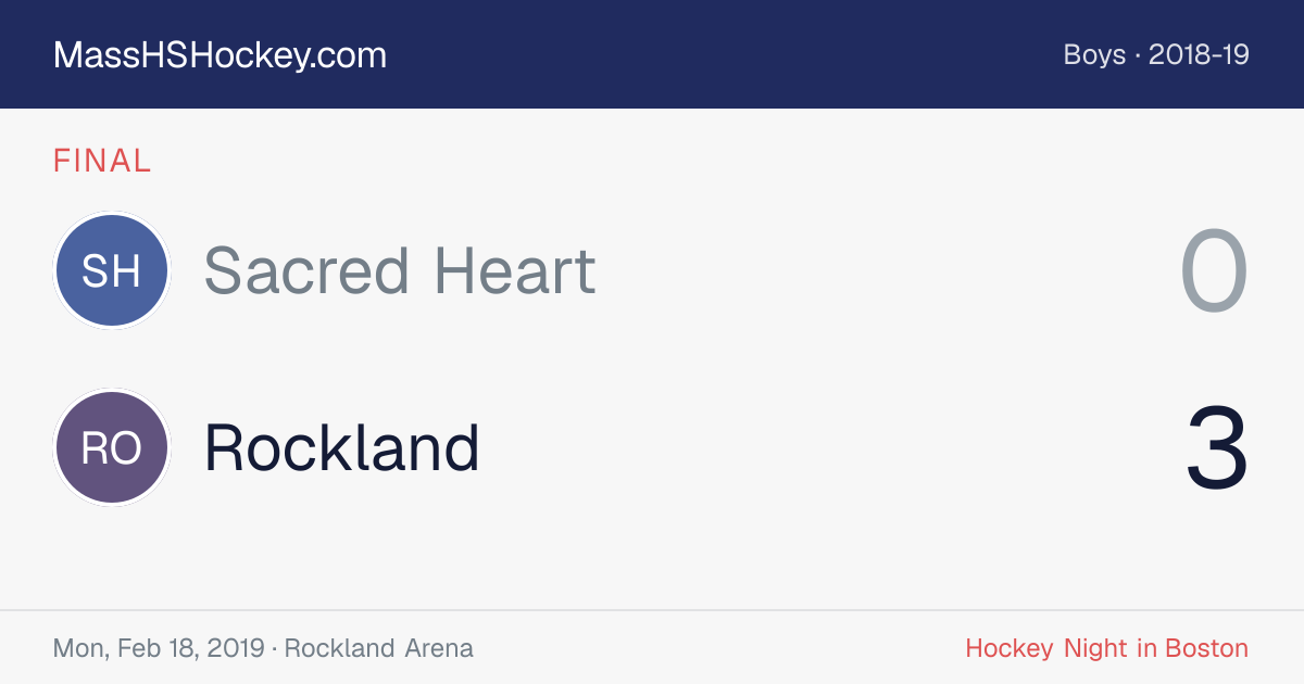 Sacred Heart at Rockland score card