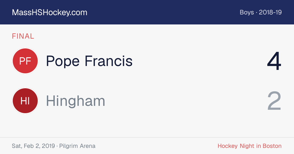 Pope Francis at Hingham score card