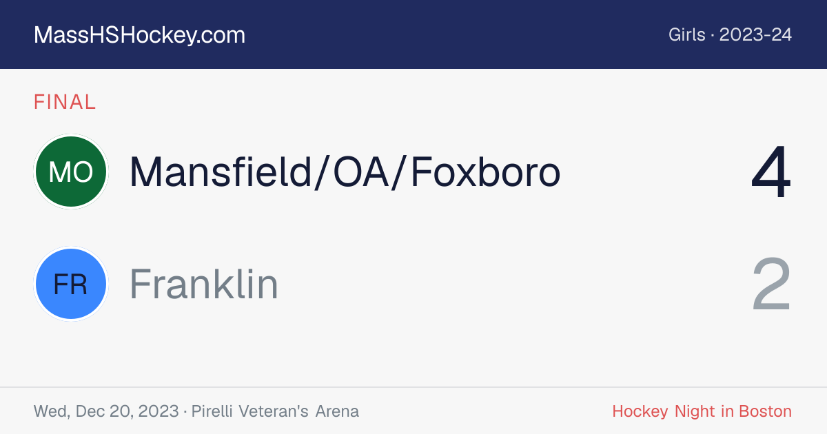 Mansfield/OA/Foxboro at Franklin score card