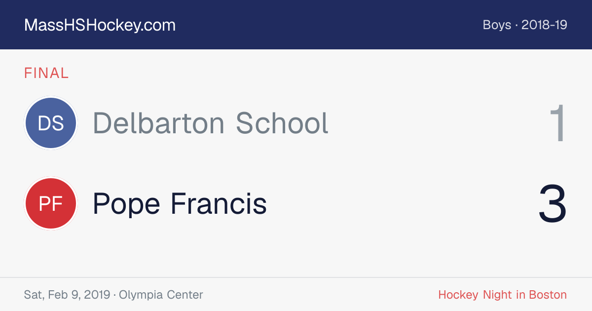Delbarton School at Pope Francis score card