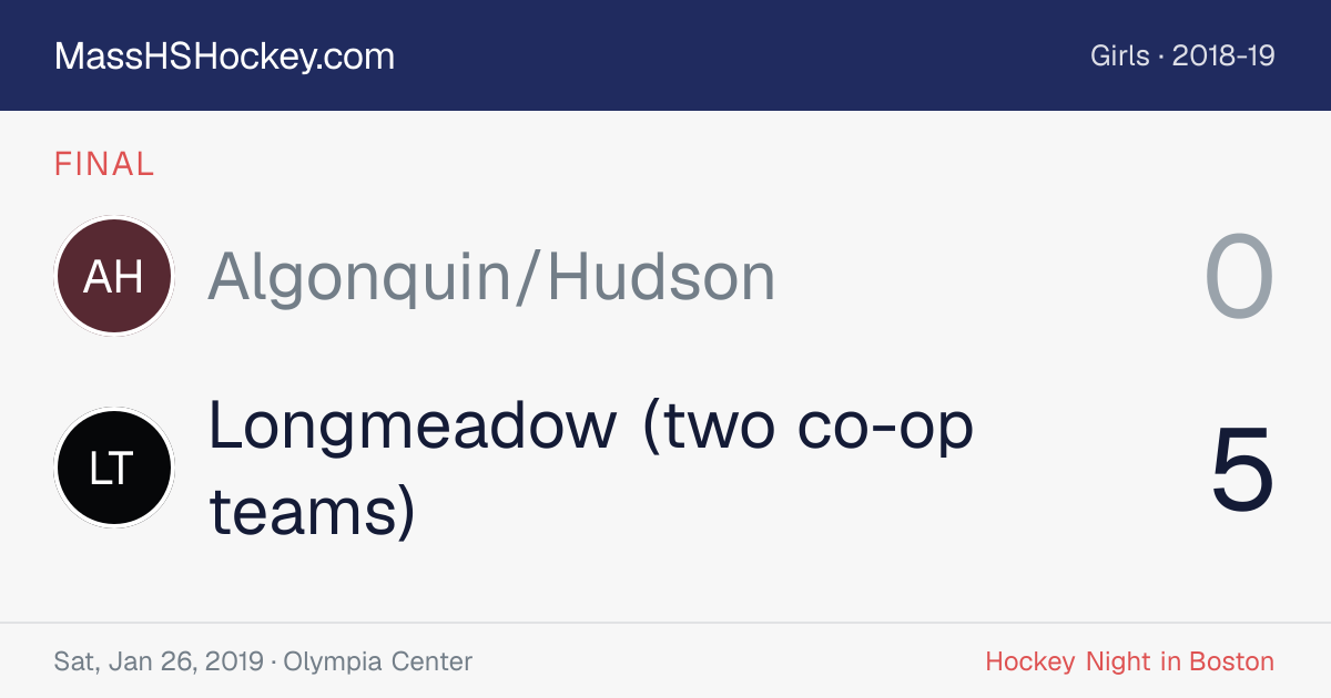 Algonquin/Hudson at Longmeadow (two co-op teams) score card