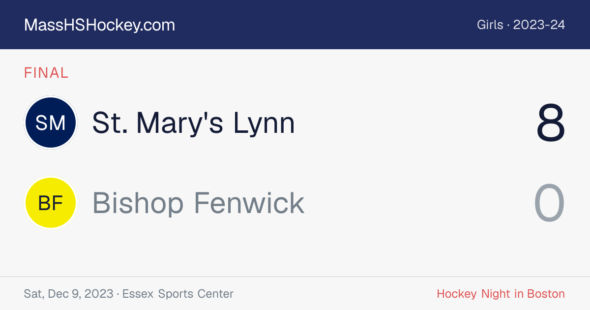 St. Mary's Lynn at Bishop Fenwick score card