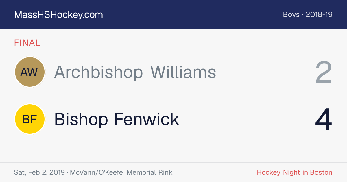 Archbishop Williams at Bishop Fenwick score card