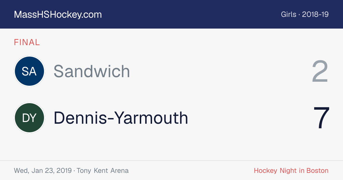 Sandwich at Dennis-Yarmouth score card
