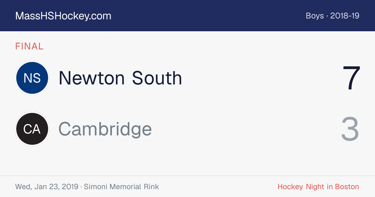 Newton South at Cambridge score card