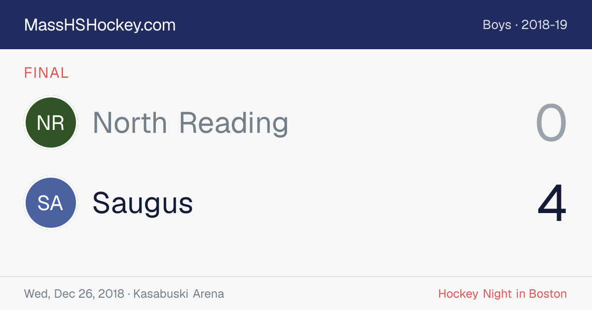 North Reading at Saugus score card