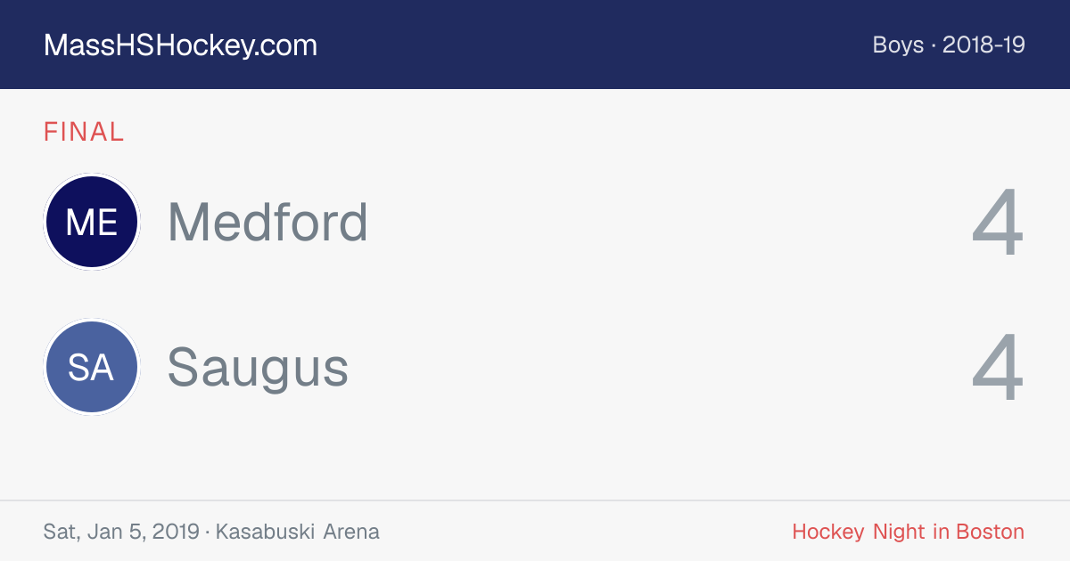 Medford at Saugus score card