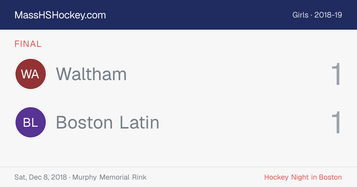 Waltham at Boston Latin score card