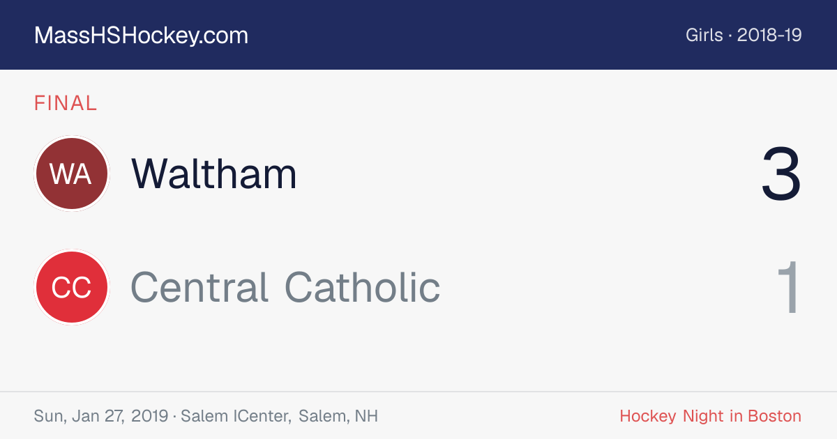 Waltham at Central Catholic score card