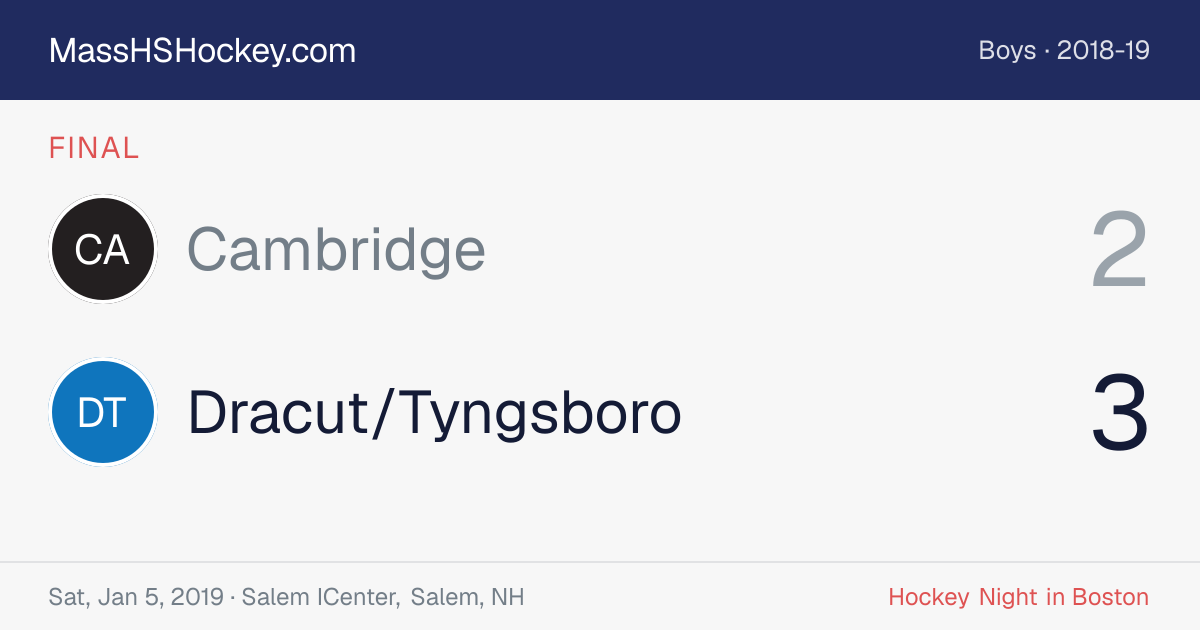 Cambridge at Dracut/Tyngsboro score card