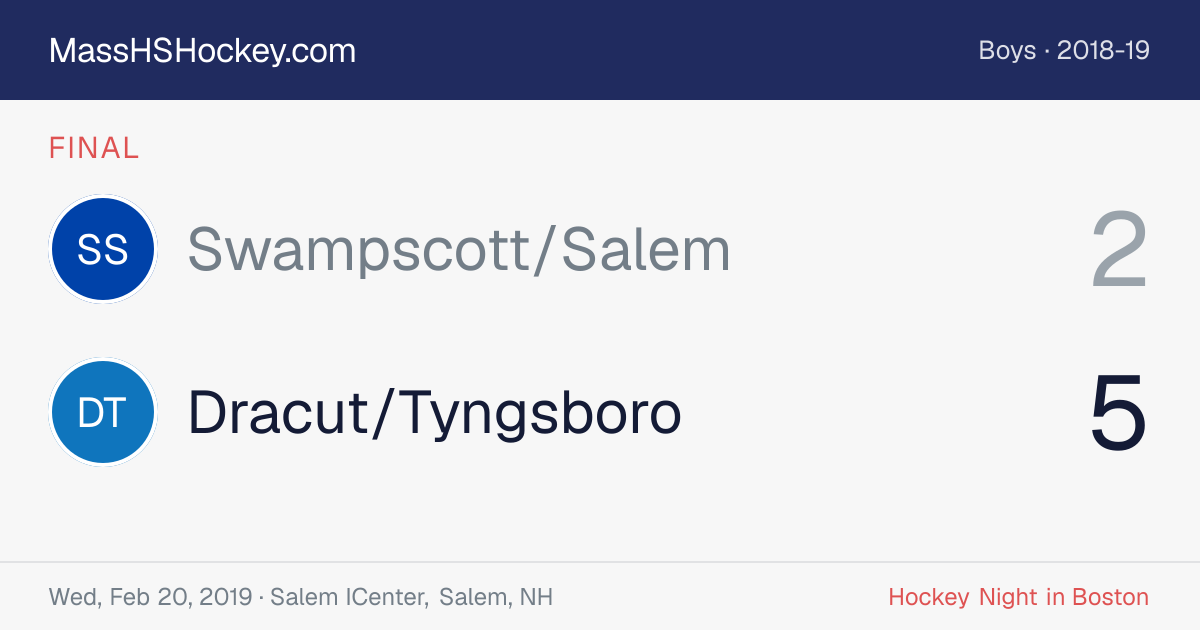 Swampscott/Salem at Dracut/Tyngsboro score card
