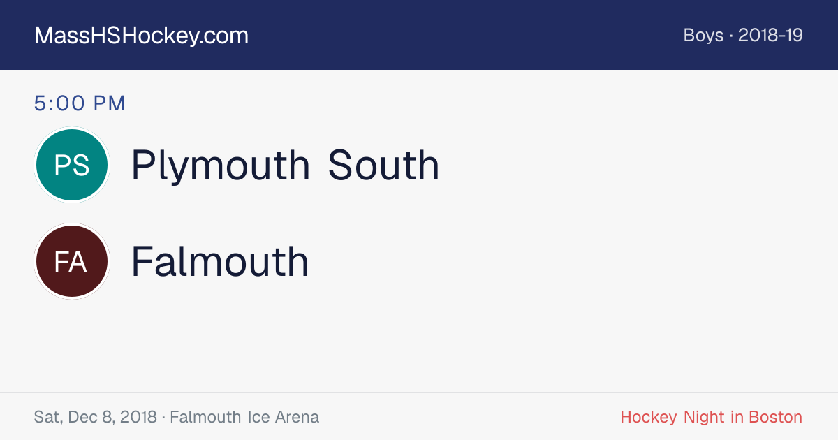 Plymouth South at Falmouth score card