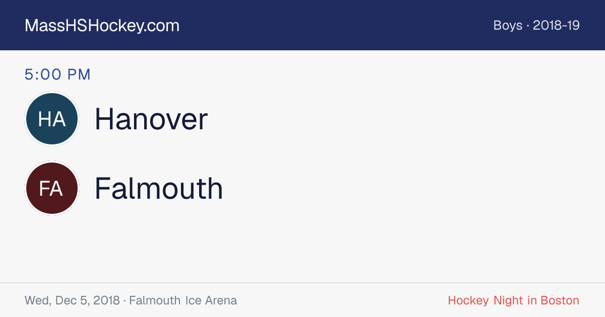 Hanover at Falmouth score card