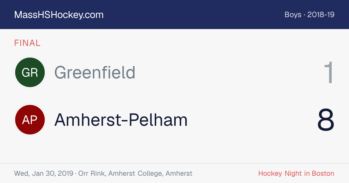 Greenfield at Amherst-Pelham score card