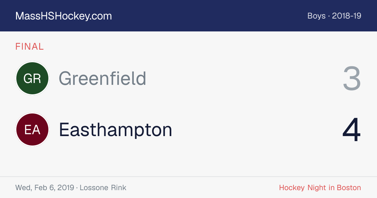 Greenfield at Easthampton score card