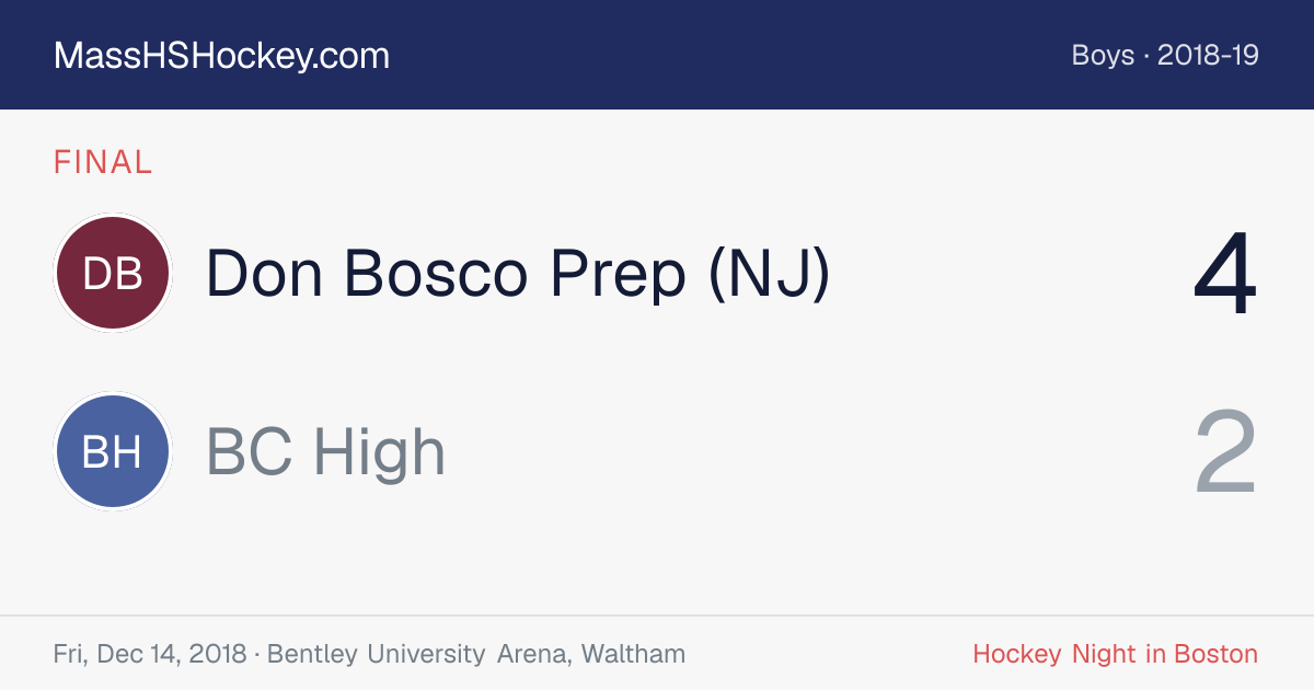 Don Bosco Prep (NJ) at BC High score card