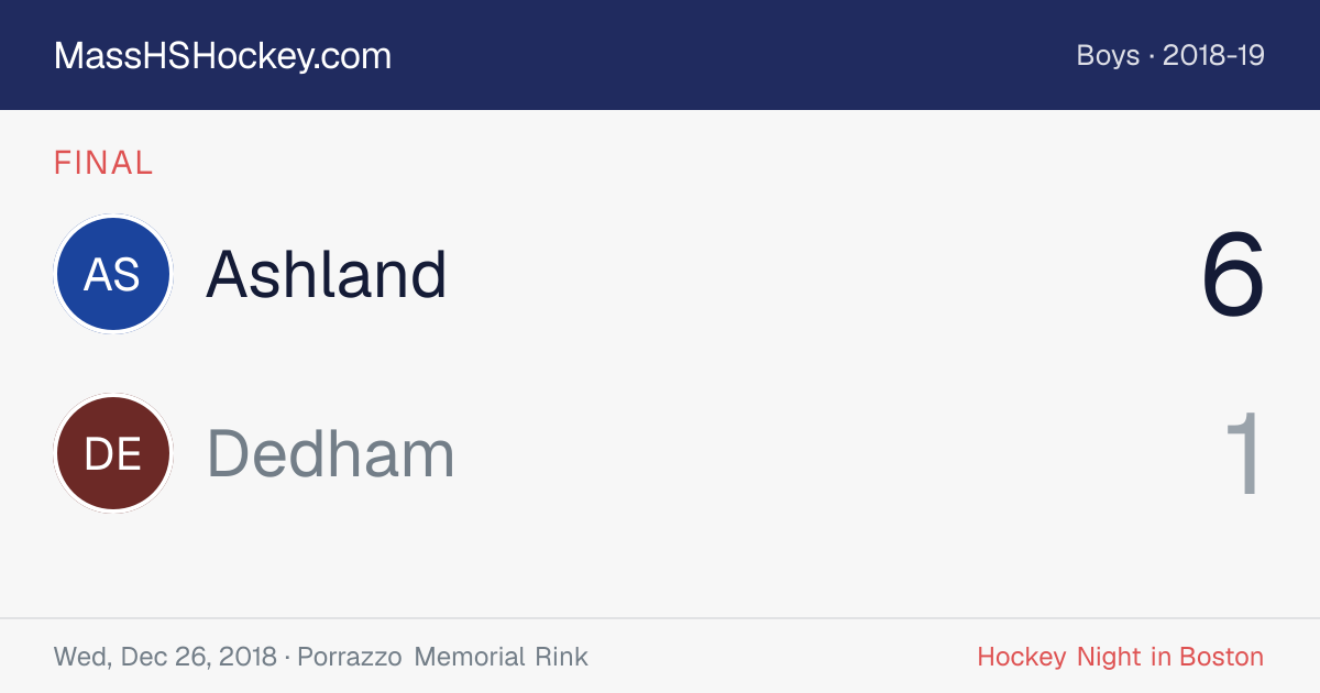 Ashland at Dedham score card