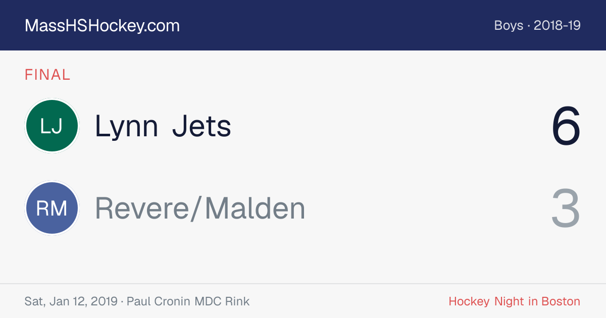 Lynn Jets at Revere/Malden score card