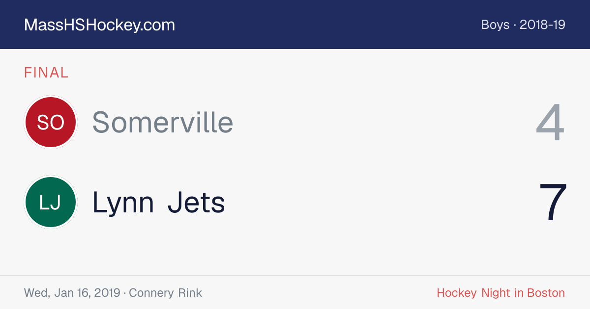 Somerville at Lynn Jets score card