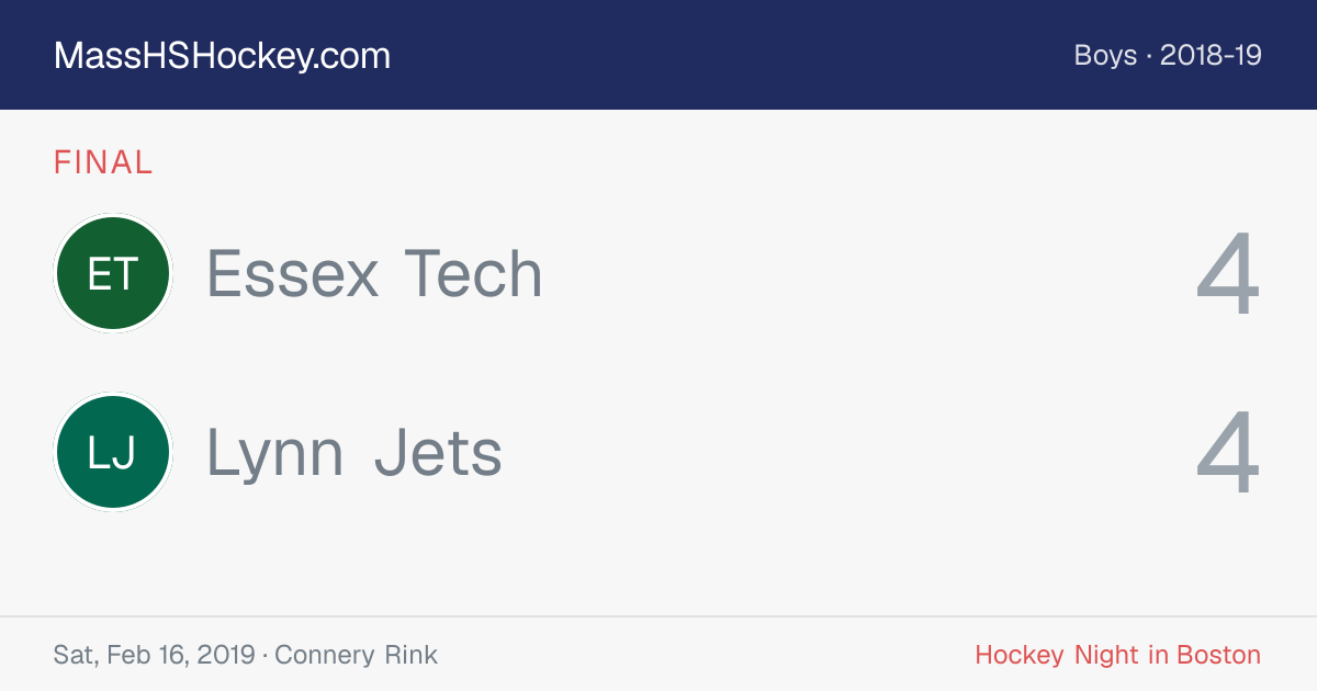 Essex Tech at Lynn Jets score card