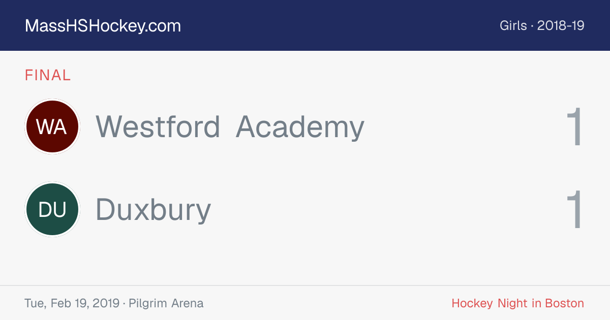 Westford Academy at Duxbury score card