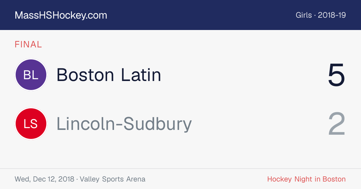 Boston Latin at Lincoln-Sudbury score card