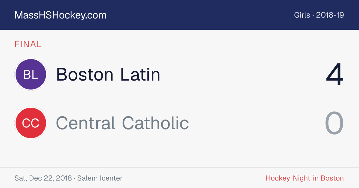 Boston Latin at Central Catholic score card