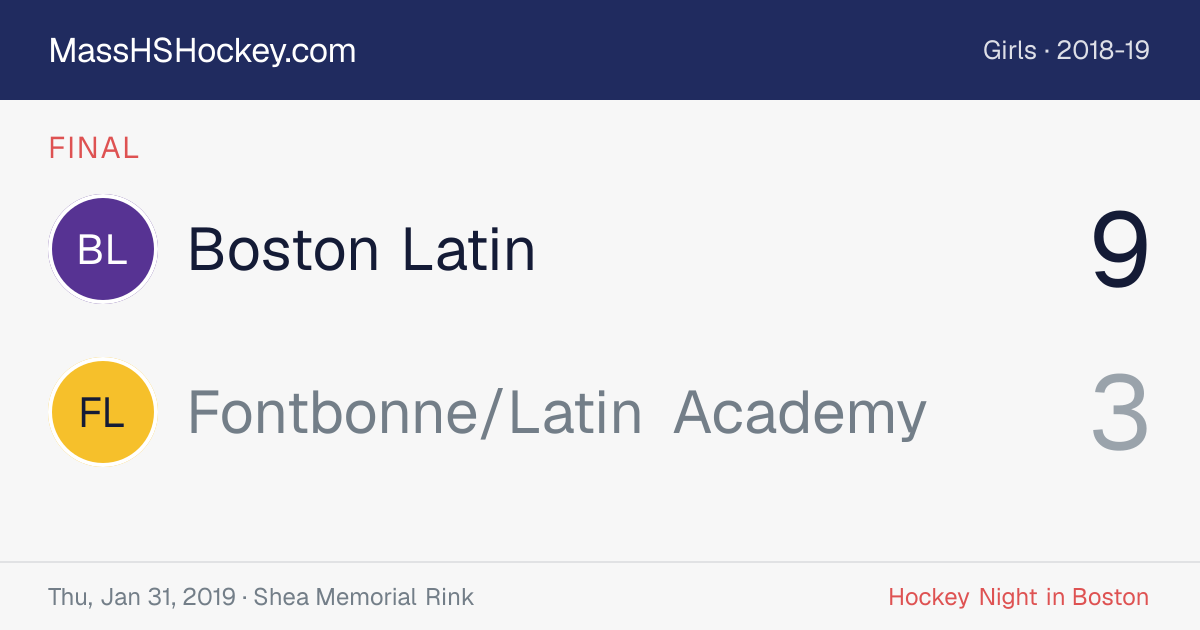 Boston Latin at Fontbonne/Latin Academy score card