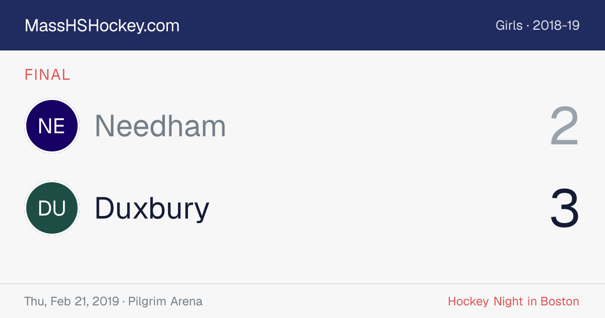 Needham at Duxbury score card