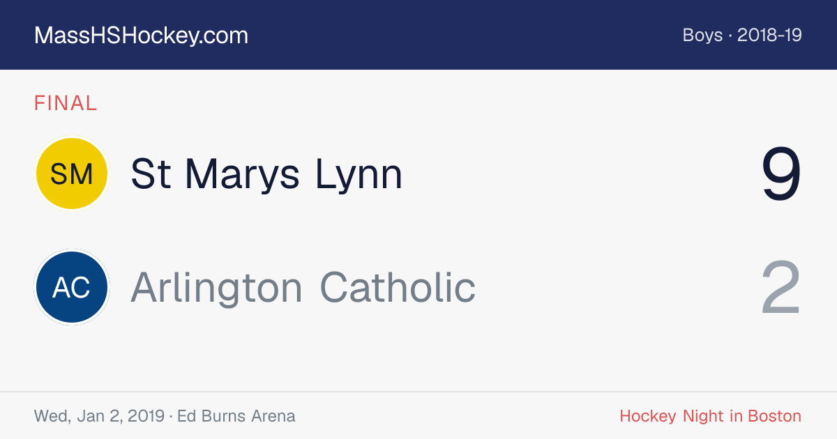 St Marys Lynn at Arlington Catholic score card