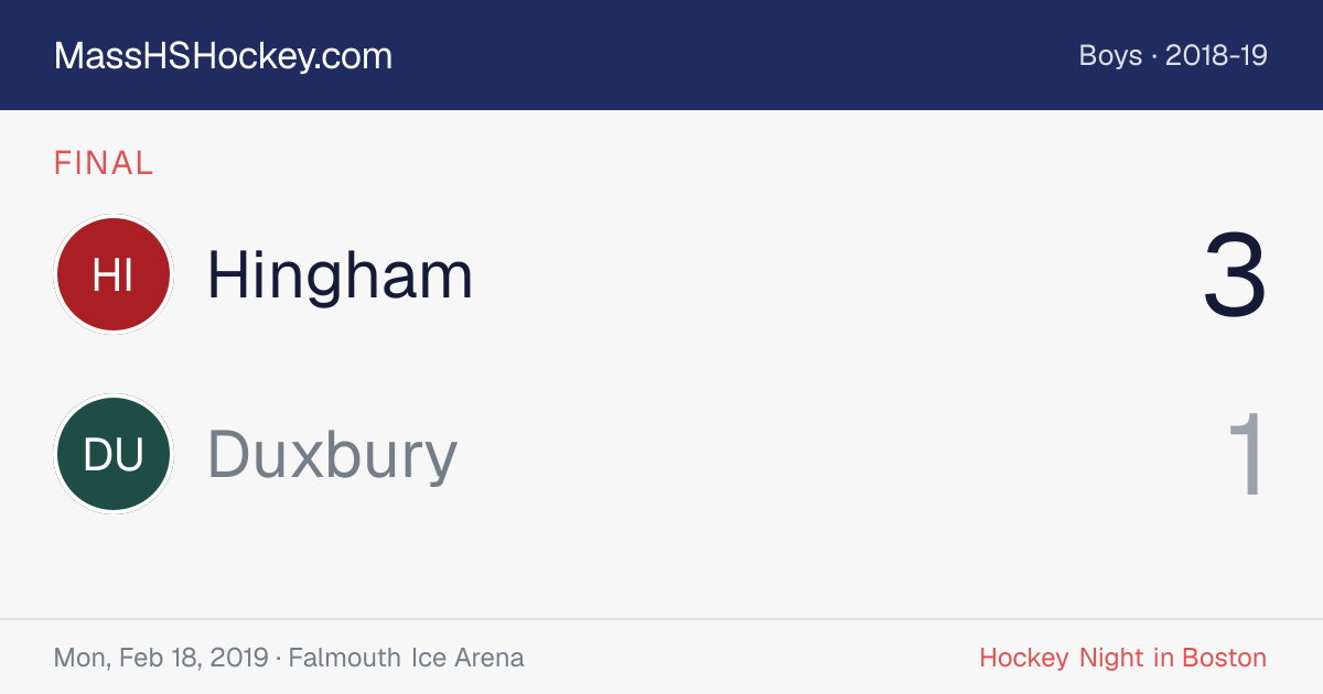 Hingham at Duxbury score card