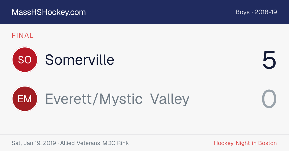 Somerville at Everett/Mystic Valley score card