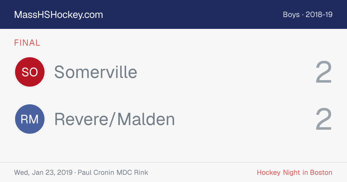 Somerville at Revere/Malden score card