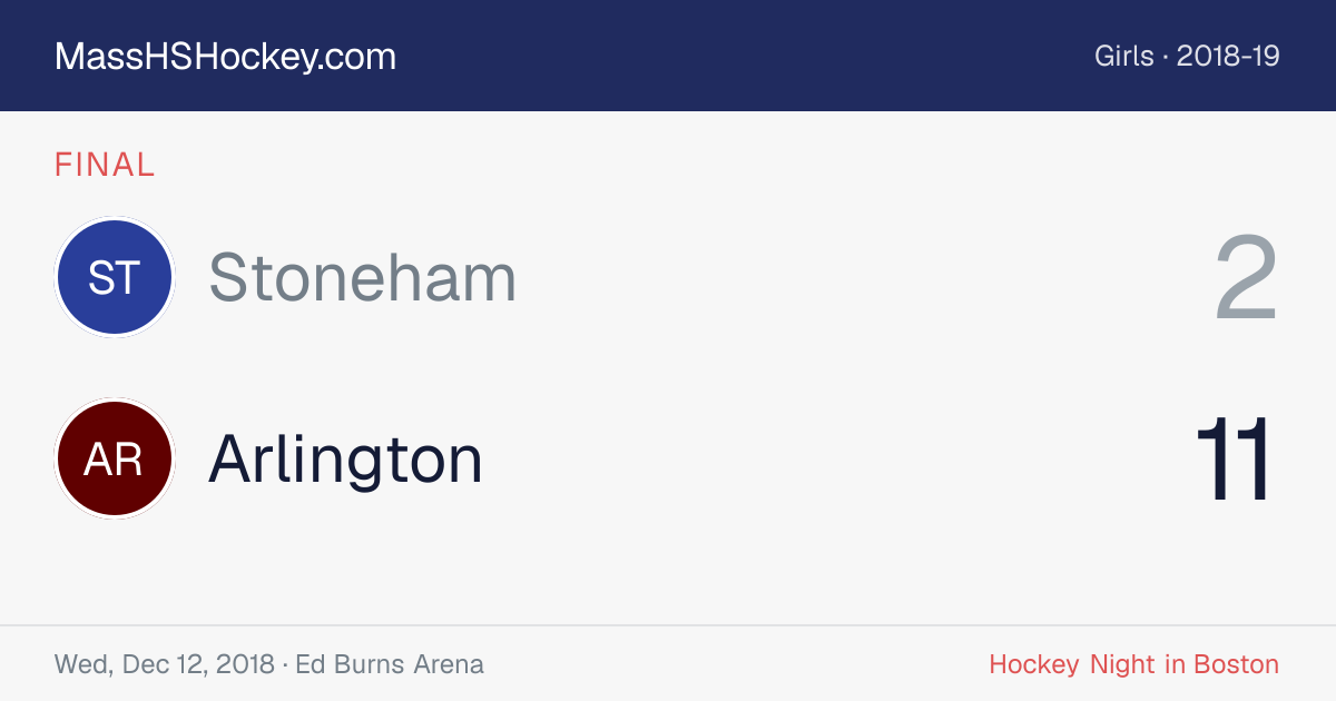 Stoneham at Arlington score card