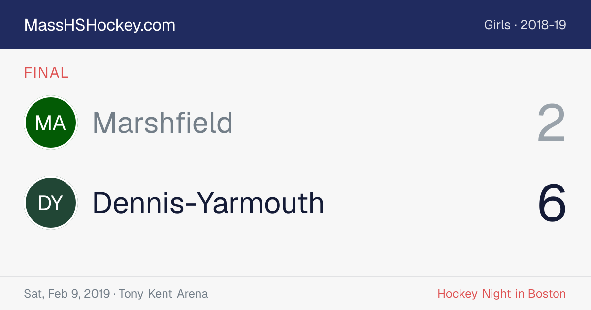 Marshfield at Dennis-Yarmouth score card