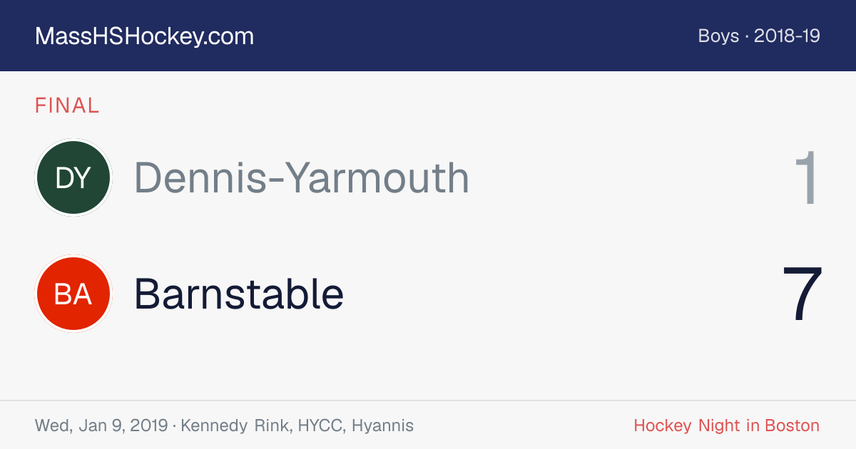 Dennis-Yarmouth at Barnstable score card