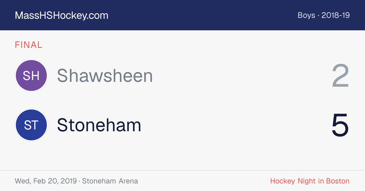 Shawsheen at Stoneham score card